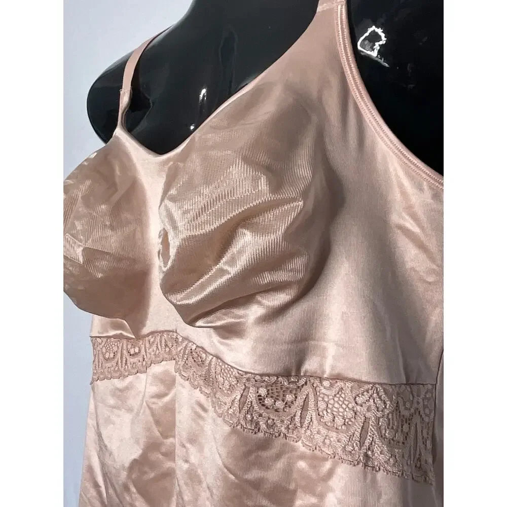 Ruby Ribbon Size 46 Tan Lace Second Skin Cami Tank Shaper Adjustable Straps - Picture 3 of 7